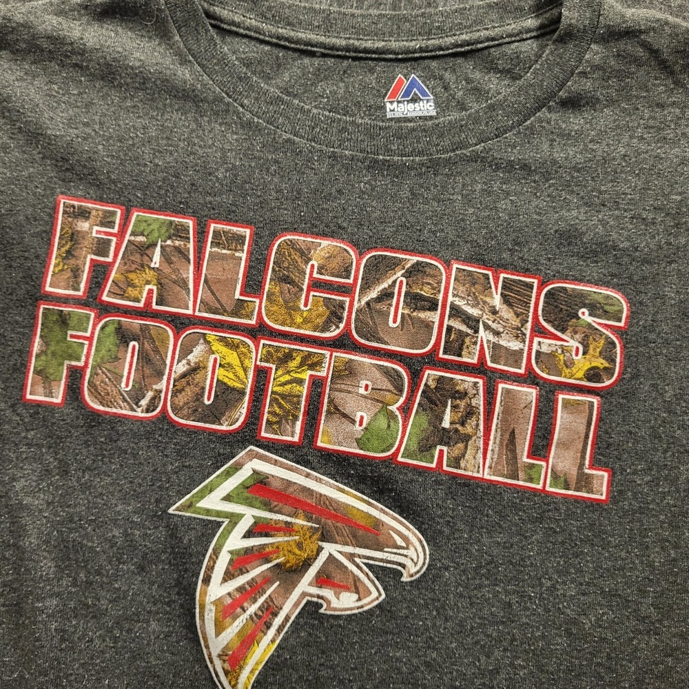 Atlanta Falcons Football Camo Print Majestic T-Shirt Men's XL Dark Gray